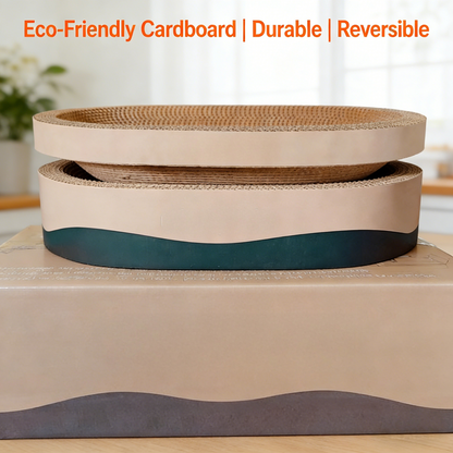 3-Pack Oval Cat Scratcher Bed, Corrugated Cardboard