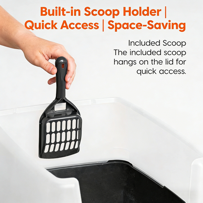 High Sided Litter Box with Scatter Shield & Scoop