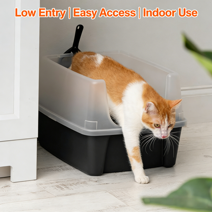 High Sided Litter Box with Scatter Shield & Scoop
