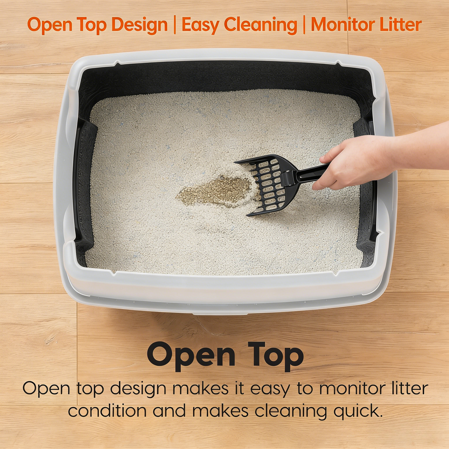 High Sided Litter Box with Scatter Shield & Scoop