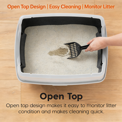 High Sided Litter Box with Scatter Shield & Scoop