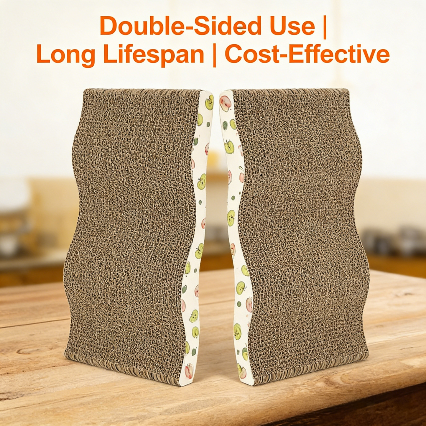 2-Pack Corrugated Cat Scratchers, with Catnip & Double-Sided