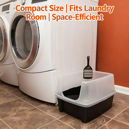 High Sided Litter Box with Scatter Shield & Scoop