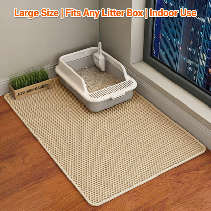 Non-Slip Waterproof Litter Mat, Double Layer for Easy Cleanup, Solves Tracking Issues