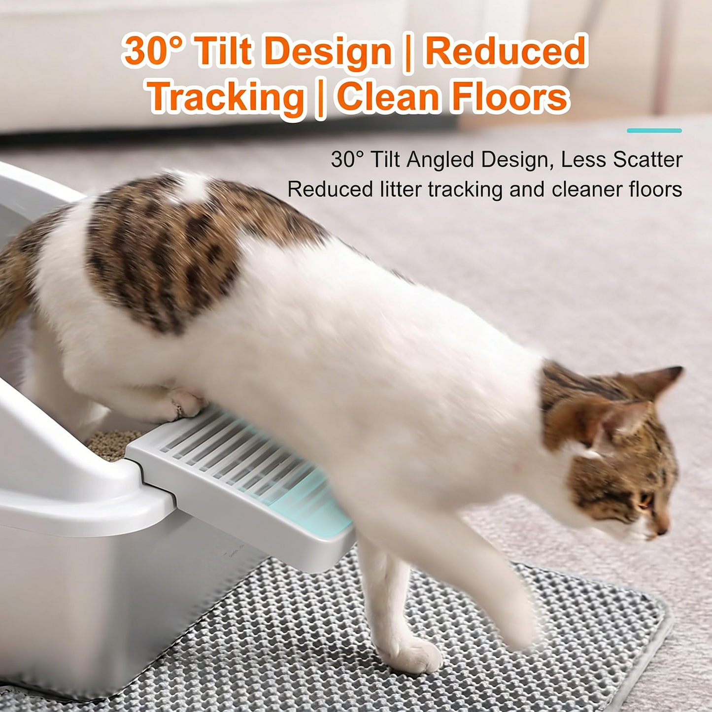 Stainless Steel Enclosed Litter Box, XL Size, Anti-Leak with Mat & Scoop