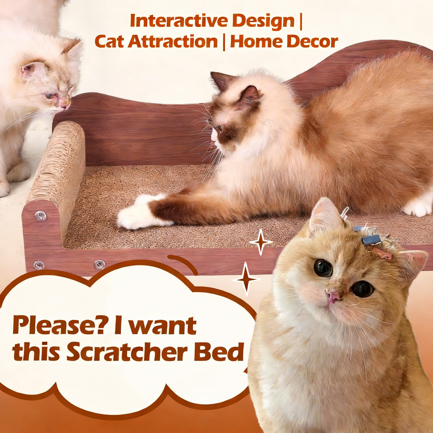 3-Pack Oval Cat Scratcher Bed, Corrugated Cardboard