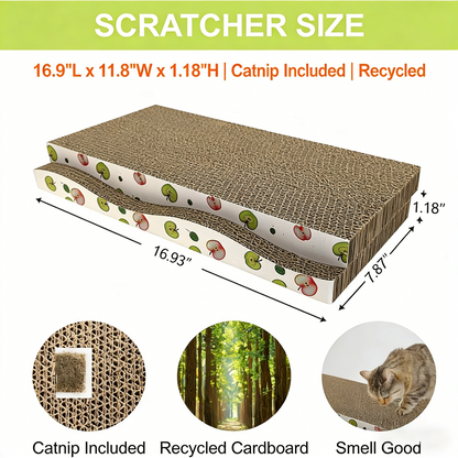 2-Pack Corrugated Cat Scratchers, with Catnip & Double-Sided