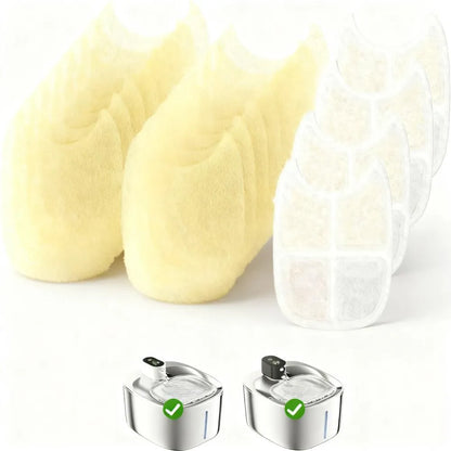 8-Pack Fountain Filters, 6-Layer with Pre-Filter Sponges, Wireless Compatible